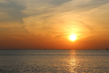 sunset on the coast in autumn
