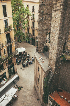 Aerial view of Barcelona streets on el barri G&Ocirc;&oslash;&Omega;_tic.