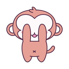 Isolated shy emoji monkey baby funny icon - Vector