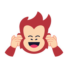 Isolated amazing emoji funny red chimpanzee icon - Vector