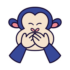 Isolated laugh emoji monkey big funny icon - Vector