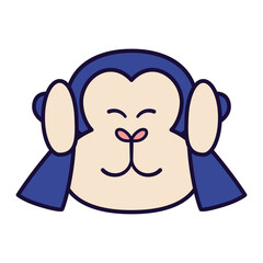 Isolated surprised emoji monkey big funny icon - Vector