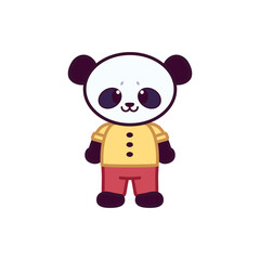 Isolated panda animal cute wild icon- Vector