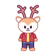 Isolated reindeer animal cute wild icon- Vector