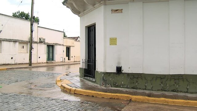 An Old Building In The Corner Of The Street, Buenos Aires province, Argentina. 