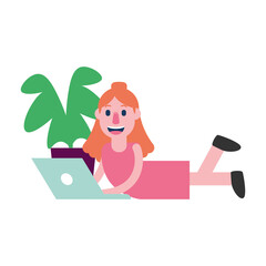 Isolated girl workoffice job freelance icon- Vector