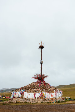 Mongolia Obo,stone pile for offering a sacrifice to the gods