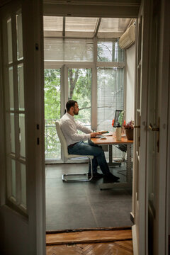 Man Working in His Home Office