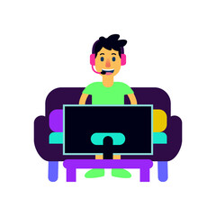 Isolated screen gamer pc videogame player icon- Vector