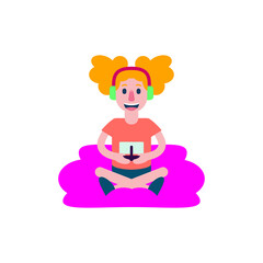 Isolated girl gamer pc videogame player icon- Vector