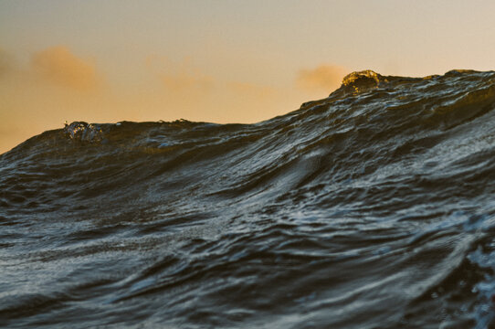 wave breaking at sunset in domburg