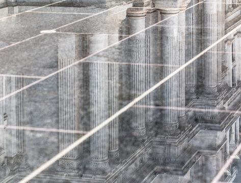Columns in a puddle