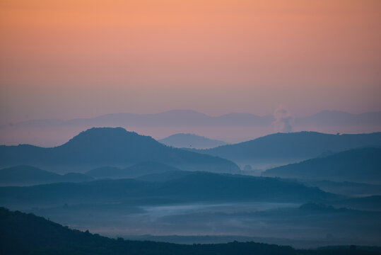A view in morning from Kohong Mountain, Thailand