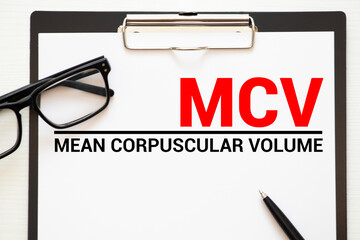 MCV - Mean Corpuscular Volume acronym, concept background