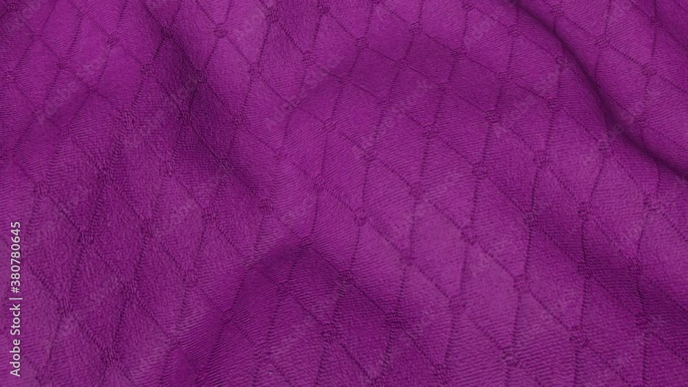Poster purple patterned fabric moves slowly. animated three-dimensional background. 3d render