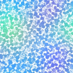 Seamless satin soft pastel color leaves pattern. High quality illustration. Beach or resort wear design of leaves in fuzzy turquoise and white. Repeat raster jpg pattern design.