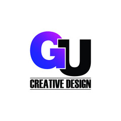 Letter GU simple logo design vector
