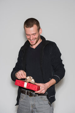 Man with Christmas gift