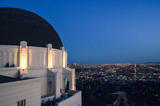 Los Angeles / California / USA - April 17, 2018: The Griffith Observatory in Los Angeles, California. Skyline in the evening.