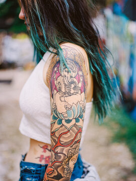 Woman with Ganesha tattoo
