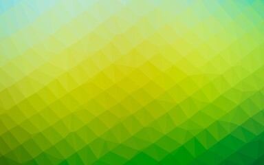 Dark Blue, Yellow vector abstract polygonal texture. Triangular geometric sample with gradient.  Completely new template for your business design.