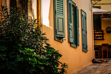 View of the facade of an old house in Greece
