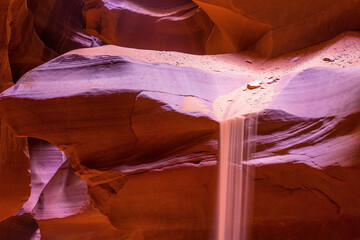 Long Exposure image of Sand Falling in Antelope Canyon