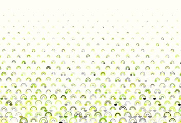 Light Green vector background with rainbow symbols.