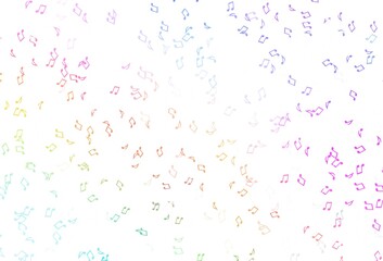 Light Multicolor, Rainbow vector background with music symbols.