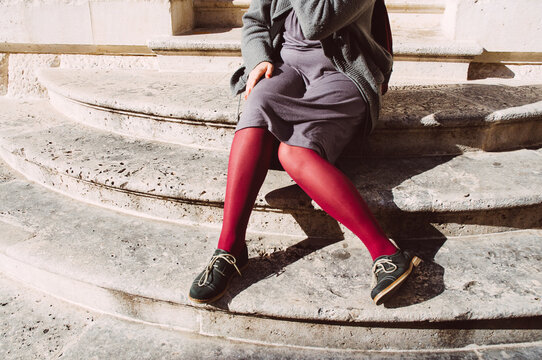 Girl with red socks