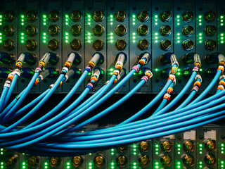 Blue cables and green lights