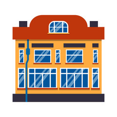 Icon cartoon house colorful architecture Amsterdam. Closeup graphic townhouse, european style. Single flat urban building tall town and suburban home cottage. Isolated on white vector illustration