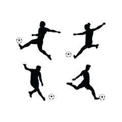 Football Ball Soccer Silhouette vector design illustration icon. Posisition of Kick Ball Silhouette design vector of FOOTBALL Soccer abstract