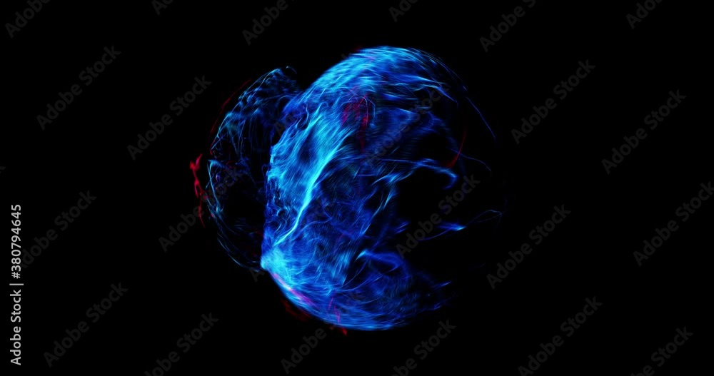 Poster abstract motion graphic with fluid particle moving in sphere. perfect for vj and visual loops for ba
