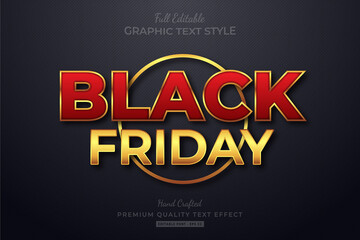 Black Friday Red Gold Editable Text Style Effect Premium