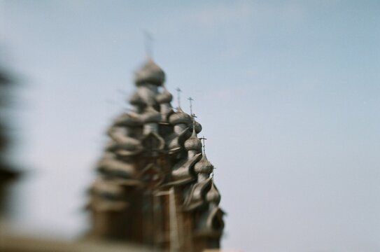 Wood temple in Kizhi shooting with lens baby