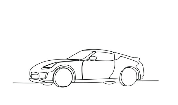 recommend clip art: Continuous one line drawing of a sport car