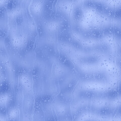 Seamless rain drop water repeat pattern on blur. High quality illustration. Realistic digital render of water droplets and drips on a blurred out pattern background. Pure water with light refraction.