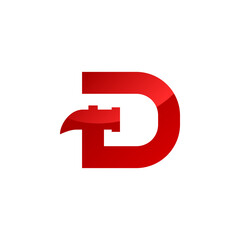 letter D with a hammer, suitable for building repair business logos