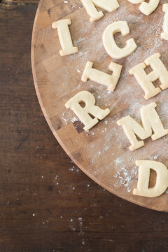 Shortbread Cookie Letters scattered on surface