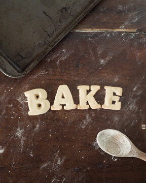 Shortbread Cookie Letters spelling out the word ""bake""