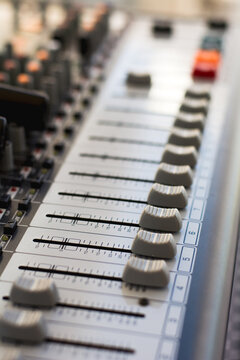 Close up of audio mixer