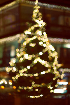 blurred christmas tree lights outdoor