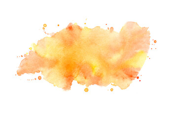 yellow watercolor splashes of paint on white.