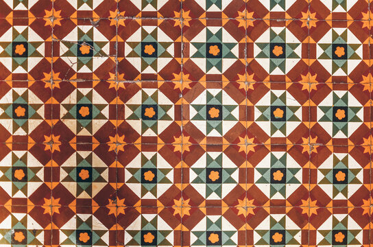 Aged colorful tiles pattern