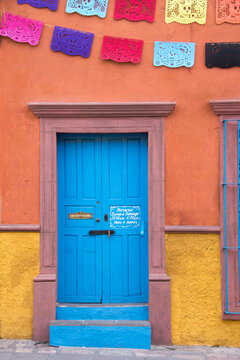 Beautiful, colorful colonial house in San Miguel de Allende, Mexico