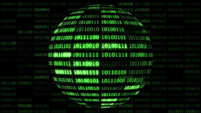 Data rendering of a scientific technology data binary code. Concept of science, motion graphic, digital technology