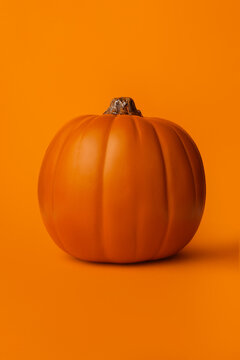 Pumpkin on a Solid Orange Background
