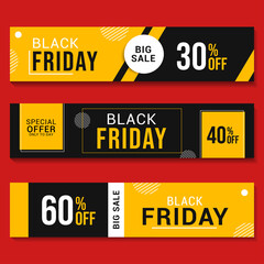 set of black friday sale banner template vector illustration