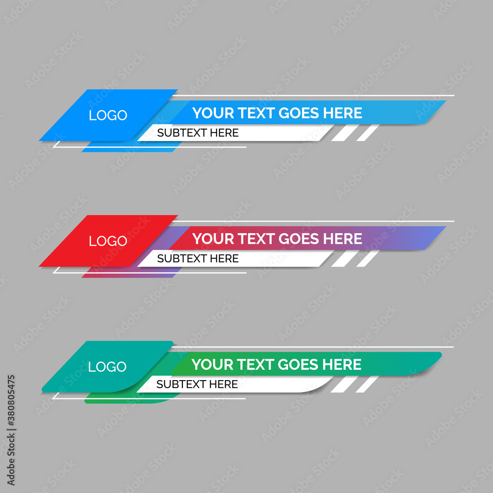 Poster colorful lower thirds set template vector. modern design style with gradient